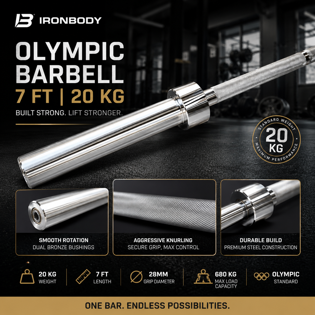IRONBODY Olympic Barbell