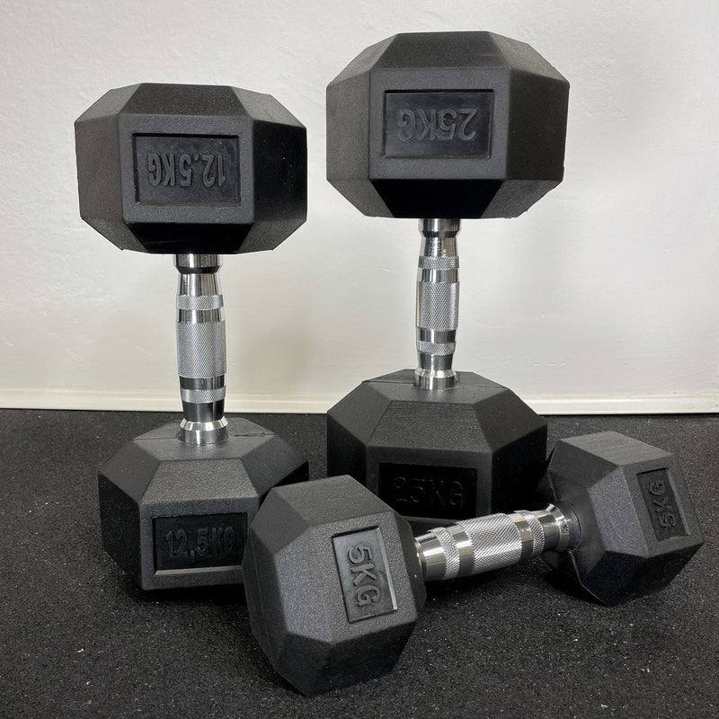 IRONBODY Premium Hex Rubber Dumbbells for Strength Training